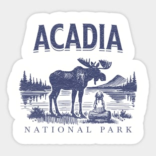 Acadia National Park, Vintage Moose Souvenir Sticker